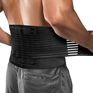 ACWOO Lower Back Support Belt, Adjustable Lower Back Support Lumbar Brace with 6 Support Stays, Double Pull Lumbar Back Brace for Scoliosis & Sciatica Pain Relief, Men and Women (M)