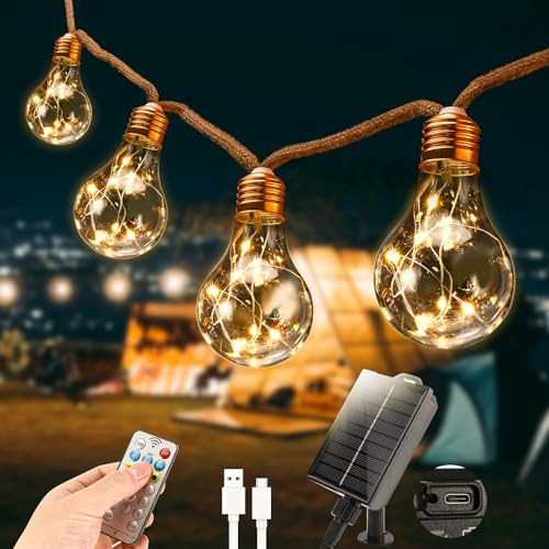 Pavlleen Solar Lichterkette Aussen, mit 16 Glühbirnen 8M...