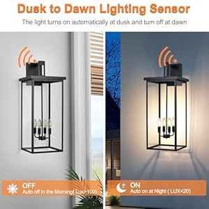 Tewei 30in large size dusk to dawn outdoor wall lights matte black exterior lighting fixtures modern outdoor porch lights for house with clear shade outdoor wall sconce light for garage1 pack  urban country home decor