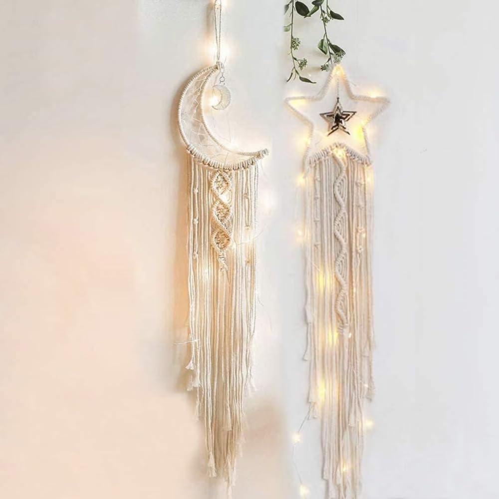The TOP Knott Macrame Moon and Star Wall Hangings, 2 Pieces Included, Boho Style Decor Dreamcatcher, Boho Decor Wall Hanging, Boho Dream Catcher, Wall Hanging Dream Catcher, Handmade-picture-39