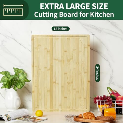 Tabla de Cortar Grande de Bambú 24x18 pulgadas con Asa y Ranura miniatura 7