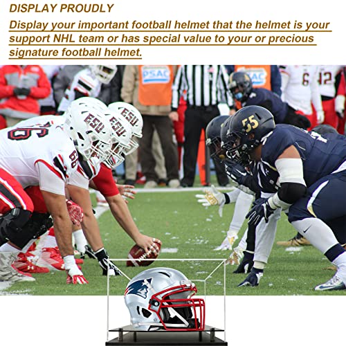 Football Helmet Display Case Full Size,Acrylic Helmet Display Case Black Acrylic Base,Self-Assembly Helmet Display Box Protection Holder Dustproof Sports Collectibles Storage Showcase