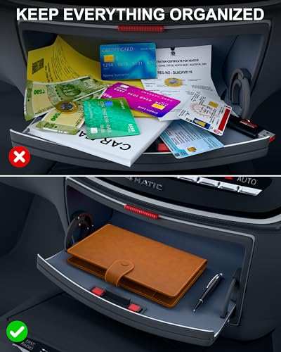 Image of FEDUS Faux Leather Premium Car Document Holder Car Storage Organizer, Car Registration and Insurance trunk Holder for Driving Licence Owner Manual,PUC RC Paper Vehicle Glove Box Document Wallet Brown