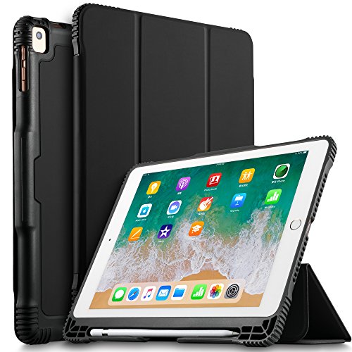IVSO New iPad 9.7 2018 Tablet Case, Lightweight Smart Case Trifold Cover Stand with Pencil Holder Auto Sleep/Wake Function for New iPad 9.7 2018/2017/ iPad Pro 9.7 /iPad Air 2/ iPad Air Tablet(Black)