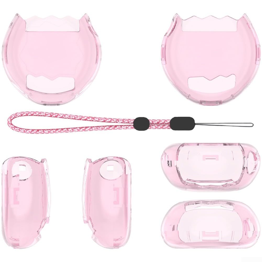 Protective PC Case for Tamagotchi Paradise Electronic Device Designed for Impact Resistance and Port Access Includes Lanyard (pink)