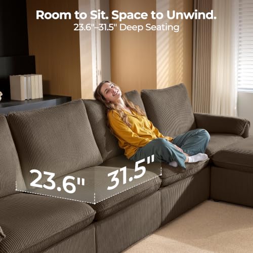 Image of CHIC HOUSE 117 inch 6-Seat Modular Power Reclining Sectional Couch, Brown
