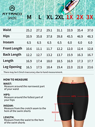 Attraco Swim Shorts For Women Upf50+ Sport Board Shorts Swimsuit Bottom Black L #TOP5
