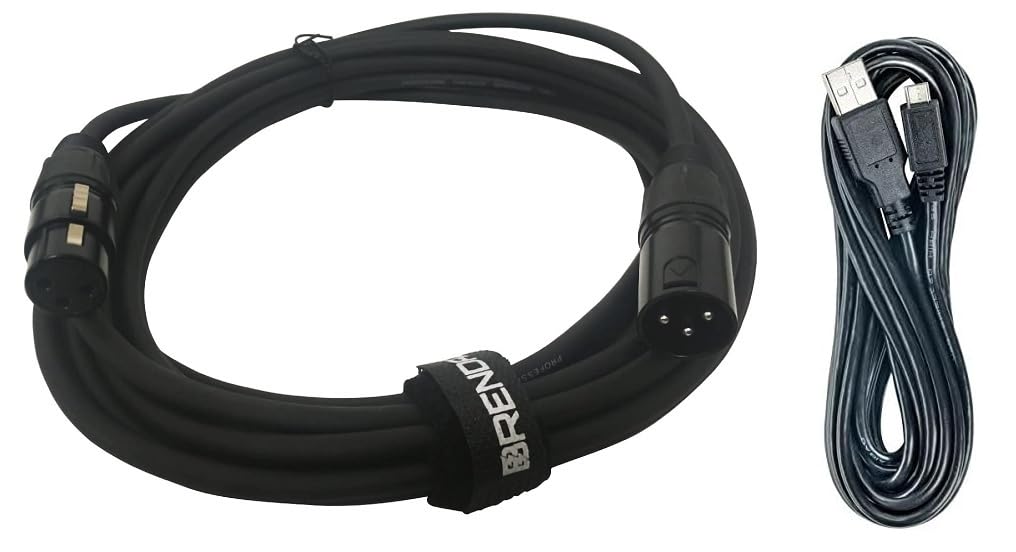 BRENDAZ 20-ft XLR Cable & Mini USB Cable 6ft. Combo Kit Compatible with Samson Q2U Recording & Podcasting Mic System
