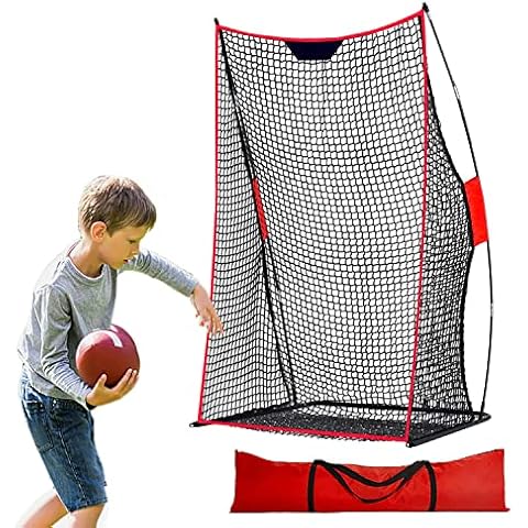 HIGOOD Football Training Net,Football Kicking Cage Net, 4x7FT Football Nets for Throwing,Throwing Targets Football Net, Football Kicking Cage Red, Football Trainer Throwing Net with Carry Bag Cover