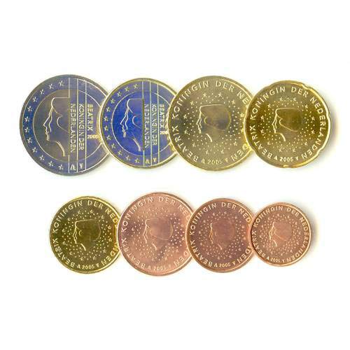 In rotoli originali Generisch 2 Euro - 1 centesimo KMS Paesi Bassi 2005 Serie 8 Euro Monete UNC monete euro sfuse NL05KS03