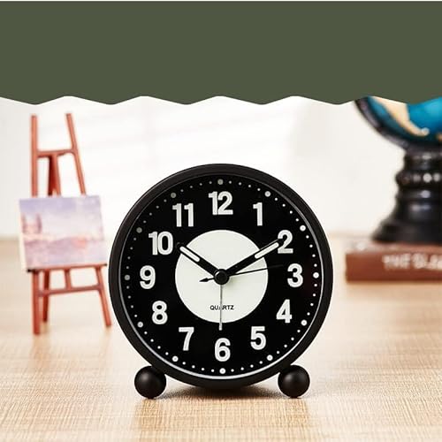 Garvee Non-Ticking Silent Bedside Alarm Clock, Glow-in-the-Dark Bedroom Clock (Black)