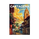 Cartagena - Póster de viaje de Colombia, póster de lona para decoración de dormitorio, paisaje, oficina, habitación, regalo, 40 x 60 cm