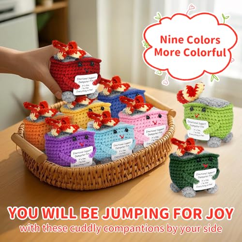 Image of Keyrose Emotional Support Dumpster Fire Crochet Doll, a Cute Funny Handmade Desk Accessories Office Decor, Birthday Gifts for Women Men with Positive Card(Red)