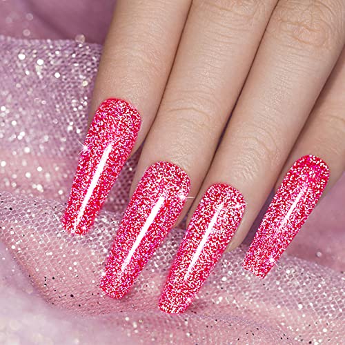 Diamond Gel Nail Polish, Neon Hot Pink Nail Polish, Reflective Shiny Gel Polish, Spring Summer Gel Polish Colors For Diy Nail Art Design Uv Led Lamp Required Rar90 #TOP2