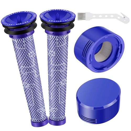 Filter für Dyson V7 V8 Staubsauger Ersatzfilter Set : 2 Vorfilter 2 HEPA Nachfilter 1 Bürste kompatibel mit Dyson V7 V8 Animal Absolute Motorhead Total Clean SV10 DY-96566101 & 96747801