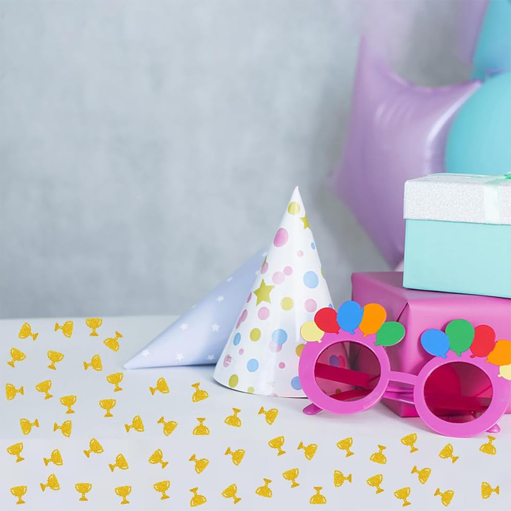 Glitzer Konfetti im Trophäe Form Bunte Papier Streudeko Trophäen Konfettikanone Streu Deko Tischdeko für Champions Feier Geburtstag Party Jubiläum Festbankett Gold 1000pcs