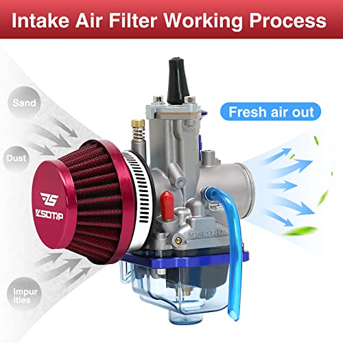 Image of 2PCS Motorcycle 60MM Air Intake Filter Universal Carburetor Air Filter Cleaner for Dirt Pit ATV SSR TTR Bike Breather Filter Fit for Many Different Carburetors (Red 60MM)