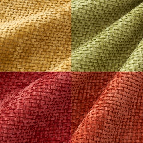 Image of MIULEE Pack of 4 Burnt Orange Couch Throw Pillow Covers 20x20 Inch Yellow Green Soft Decorative Chenille Pillows Farmhouse Accent Cushions for Boho Home Decor Spring Sofa Bedroom Living Room