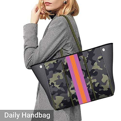 Image of IBFUN Neoprene Tote Bag Large Beach Bag for Women Pool Gym Tote Bag Travel Tote Bag