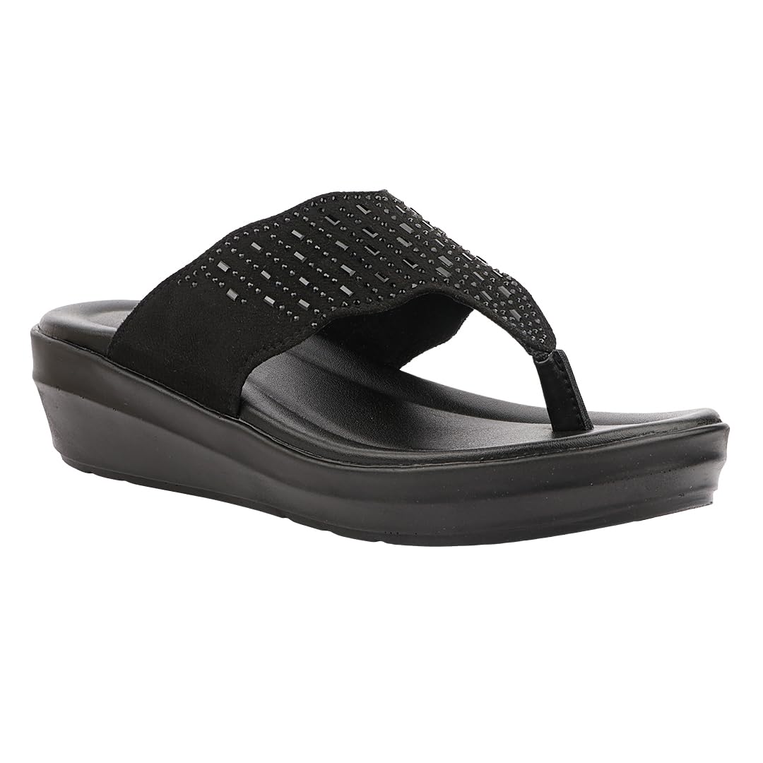 franky by Medifeet Women’s Rhinestone Wedge Sandals – Soft Bounce Cushioned Footbed, Stylish Slip-On Casual & Evening Comfort Wear-picture-14