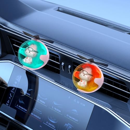 Image of Pink Bunny Car Air Freshener with 6-Color Auto Light Up & 4 Scented Replacements Tablets - Light Scent, Decorative Auto Accessories, Cute Easter Decorations, Mother's Day and Father's Day Small Gift