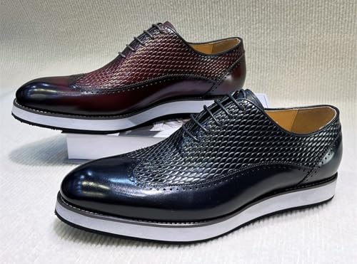 Santimon Men’s Dress Shoes Wingtip Oxford | Embossed Leather with Lightweight Cushioned Platform Sole | Business-Casual Footwear for Office, Wedding2