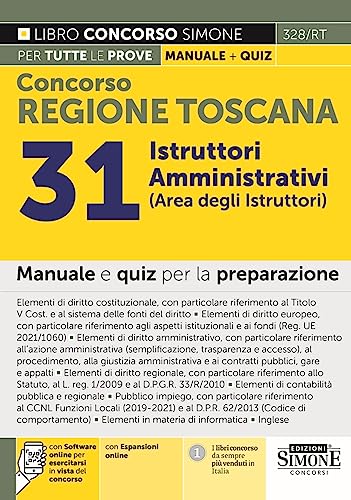 Concorso Regione Toscana 31 Istruttori Amministrativi (Area degli istruttori) - Manuale e Quiz per la preparazione