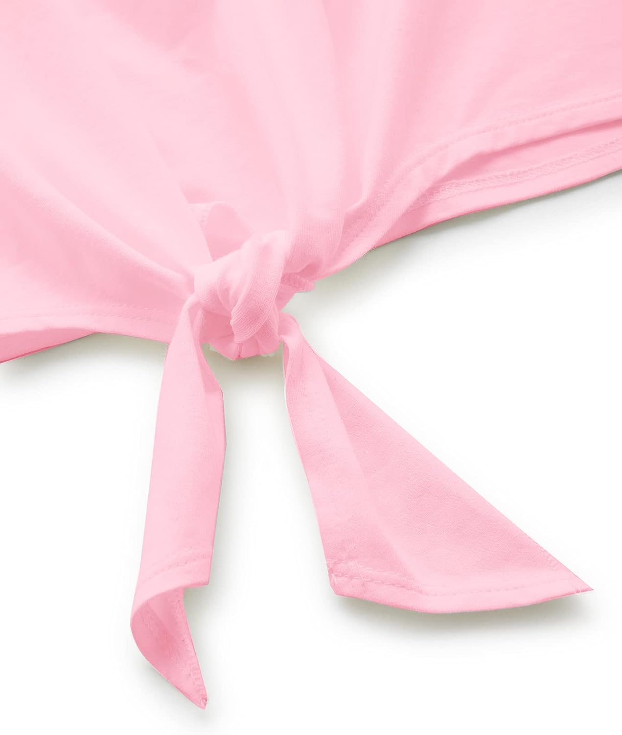 Romwe Women's Short Sleeve Tie Front Knot Casual Loose Fit Tee T-Shirt Medium Dusty Pink Plain