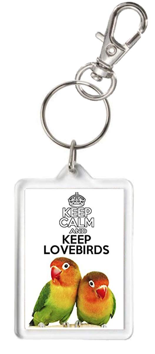 Kazmugz Multicolor Lovebirds Keyring, Keep Calm And Keep Lovebirds. Excellent Affordable Birthday, Christmas, Mother's Day Or Other Celebration Gift. Can Be Personalised.