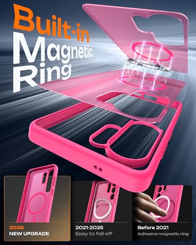Image of TOCOL for Samsung Galaxy S26 Ultra Case, Compatible with Magsafe, Built-in Magnets, Drop Protection, Slim Translucent Matte for S26 Ultra Phone Case 6.9 inch (Hot Pink)