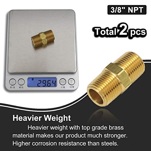 2Pcs 3/8" To 3/8" Npt Male Thread Brass Straight Hex Nipple Fast Coupler Pipe Hose Fitting Brass Fitting #TOP4