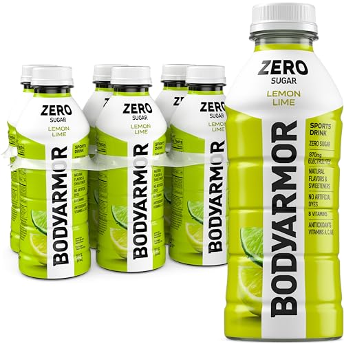 BODYARMOR ZERO Sugar Lemon Lime, Sugar Free Sports Drink - Low-Calorie Hydration - Natural Flavors with Potassium Packed Electrolytes, Antioxidants, and B-vitamins, 20 fl oz (pack of 6)