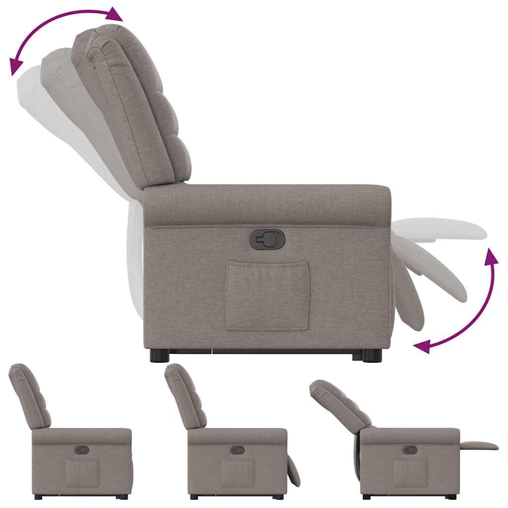 Sillón elevador reclinable, color gris tórtola