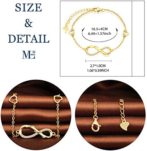 MicLee Woman's girl's Bracelet, 925 Sterling Silver bracelet, Cute snake and infinity symbol bracelet, with mini hollow heart - Image 3