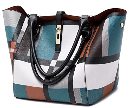 sqlp Bolsa grande de trabalho para mulheres, bolsas e bolsas de mão de grife, bolsas grandes de viagem, bolsa tiracolo de viagem, Xadrez azul, One Size