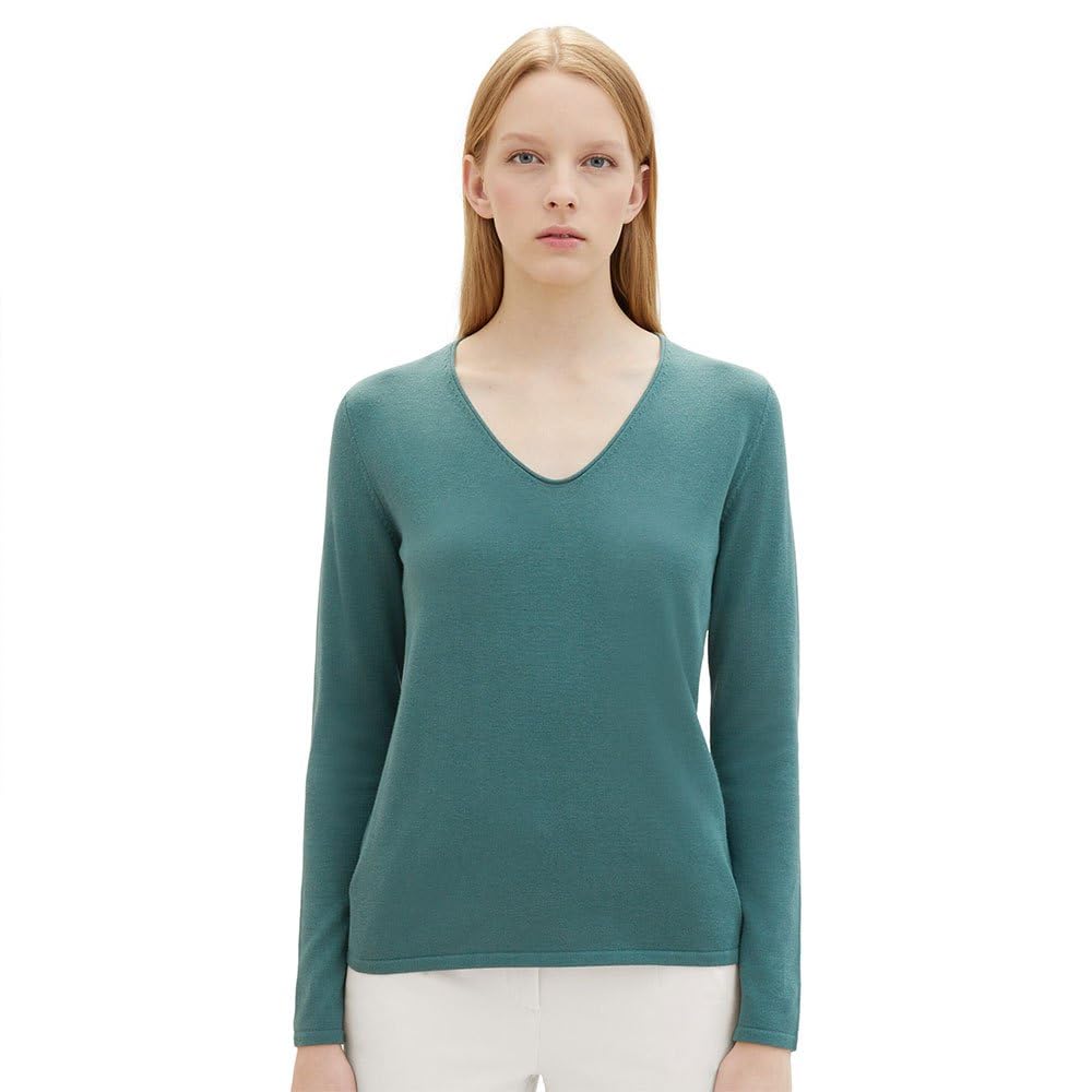 TOM TAILOR Damen Strickpullover mit V-Ausschnitt