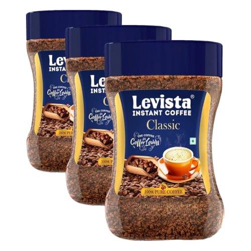 Image of Levista Classic Pure Instant Coffee 50 /45 GM Jar (Pack of 3)
