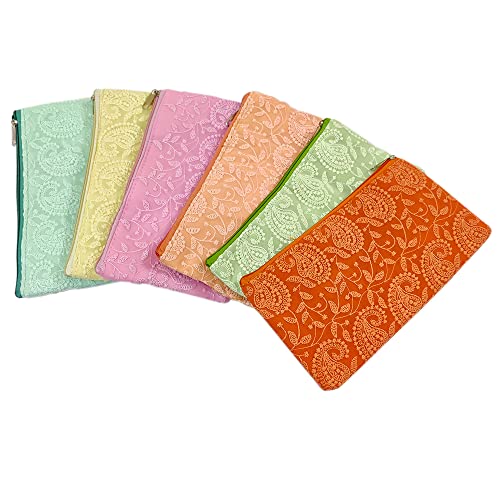 Image of DMS RETAIL Embroidered Chikankari Lucknowi Clutch Purse For Women Return Gift Favour Shagun Purse For Ladies Pack Of