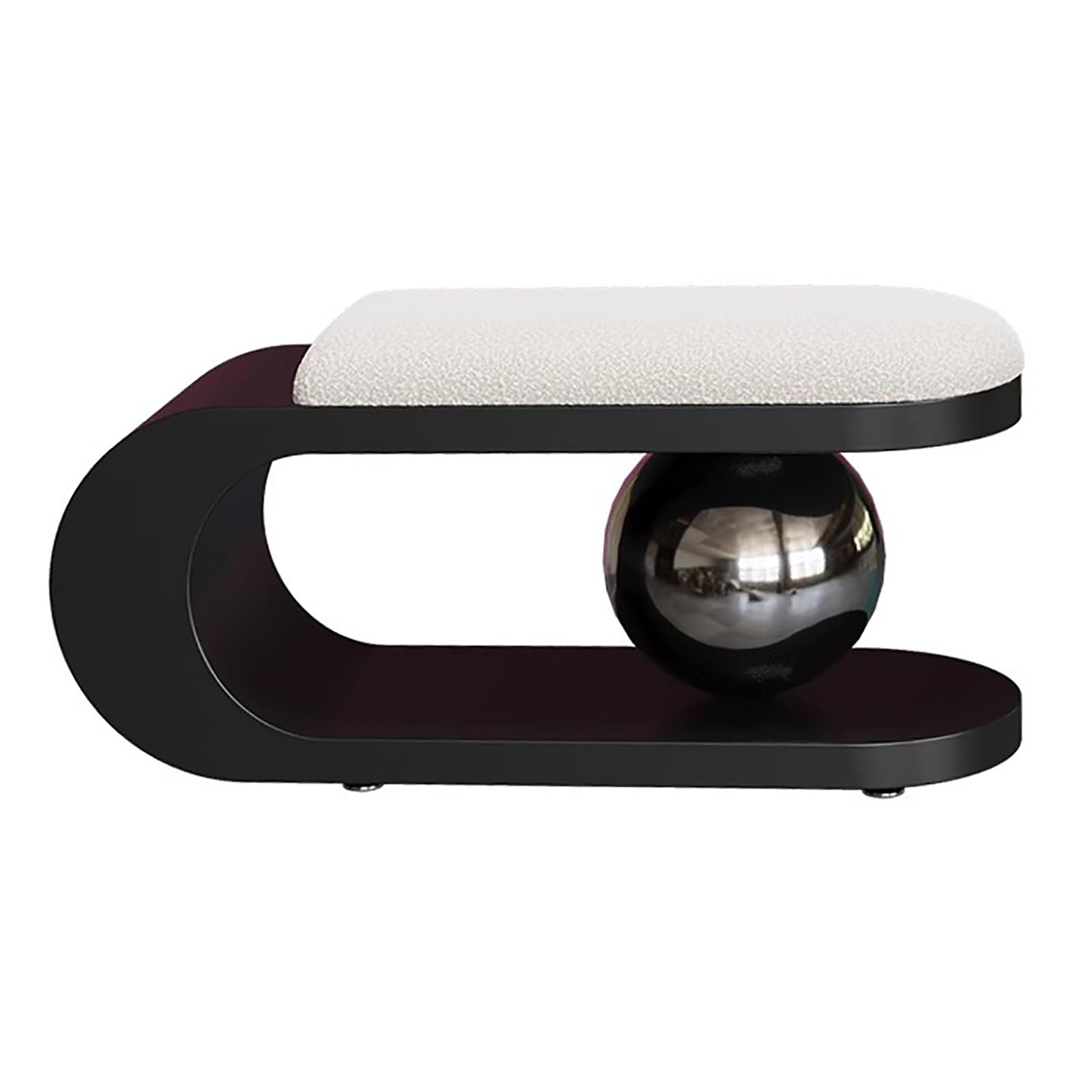 Banc de rangement rembourré moderne en sherpa globe argent et finitions métal haut de gamme
