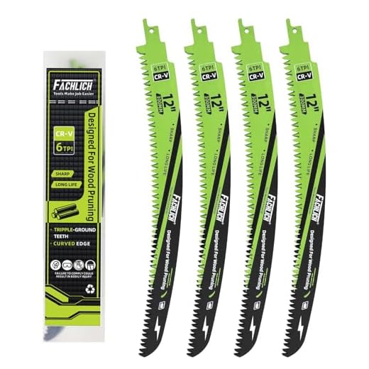 FACHLICH Japanese Teeth Reciprocating Saw Blade 12Inch - Saber Saw Blades Wood Pruning, 4pcs Curved Edge 6TPI for Tree Trimming, Wood/PVC Pipe Cutting