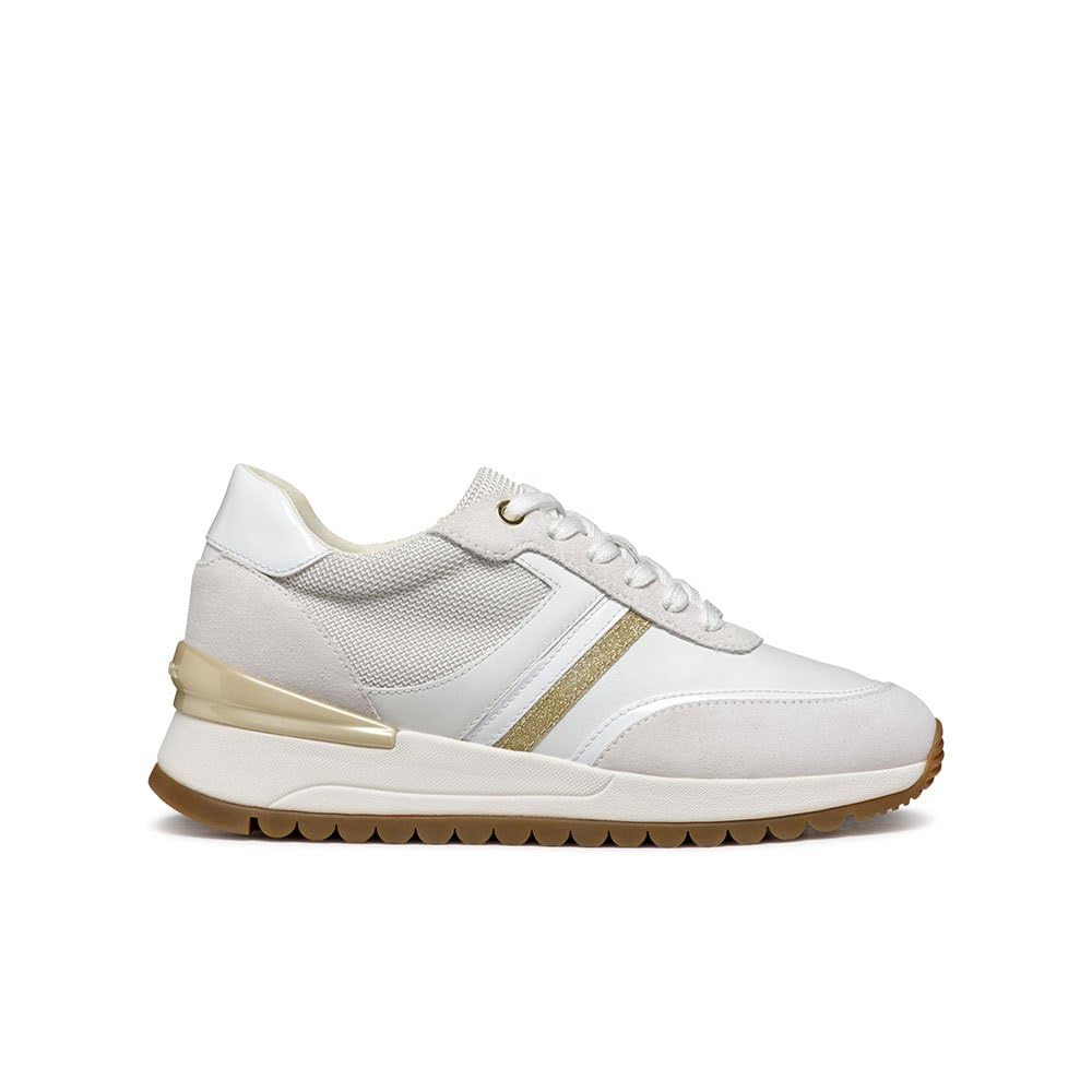 Geox Women's D Desya ASneaker, White Gold, 4 UK
