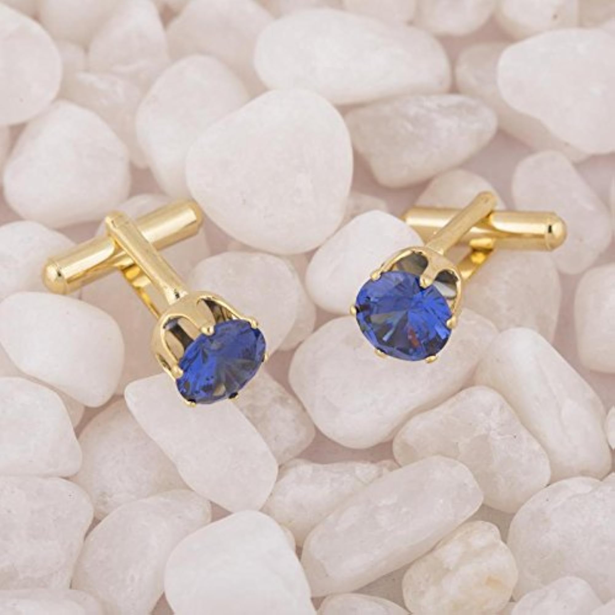 Gold Plated Fancy American Diamond Cufflinks for Men