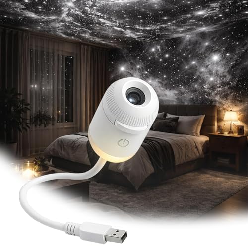 WANWEN 2-in-1 Galaxy Projector Night Light, Portable Galaxy Starry Sky Projector Lamp Night Light with HD Films, USB LED Starry Sky Night Light Projector, for Car and Bedroom Decoration (3-image)