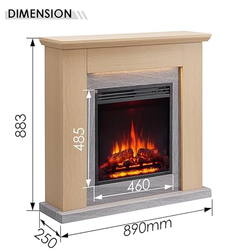FLAMME Stratford Electric Fireplace Suite Programmable with Remote Control - Image 5