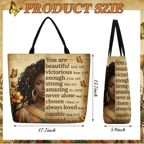 Image of Silkfly 4 Pack African American Tote Bags Gifts for Black Women Shoulder Handbag Afro Satchel Sister Bag for Work Travel