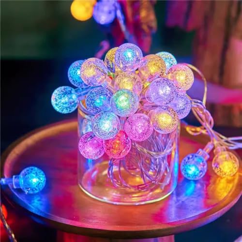 Image of KHIZAR 14 LED Bubble Crystal Ball String Light, Plug-in Multicolor Decorative Lights for Bedroom, Living Room & Party Decor