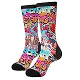 Graffiti Wall, Hip Hop Art Men'S Novelty Crew Socks Casual Funny Crazy Dress Socks