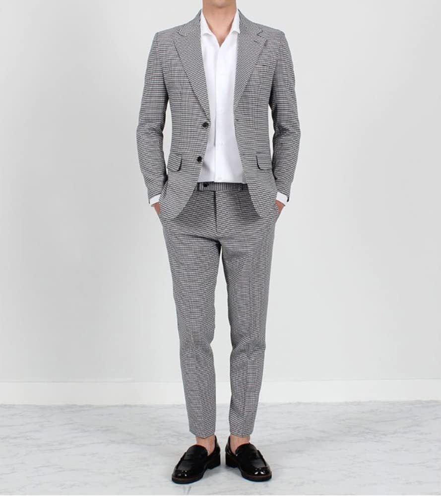 Uomo Tuta Pied de Poule Due Bottoni Giacca e Pantaloni Prom Abiti Homecoming