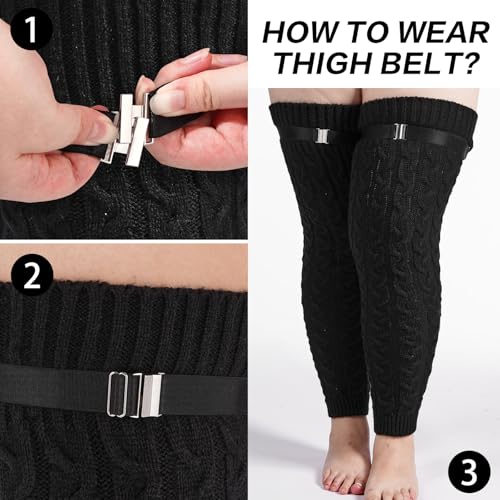Moon Wood Plus Size Extra Long Leg Warmers for Women Winter Knitted Over Knee Thick Thigh High Socks Footless3