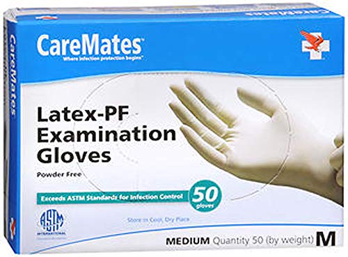 CareMates Latex-Pf - Guantes de examen, tamaño mediano, 50 unidades (paquete de 3)